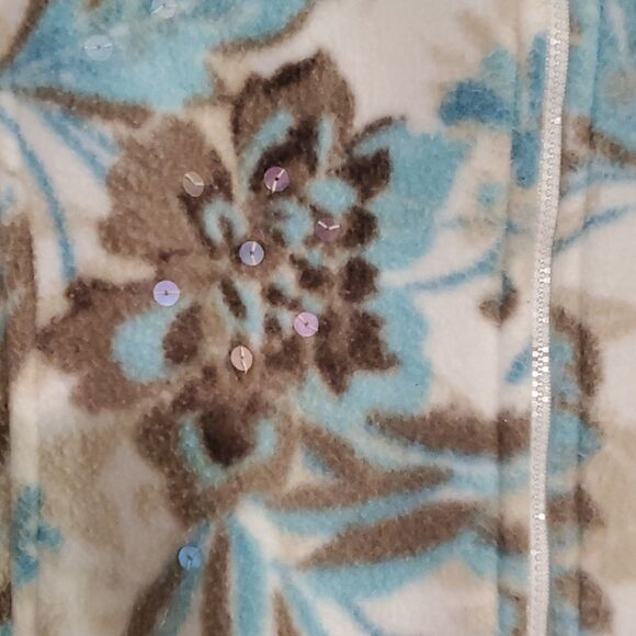 Petite zip up floral sweater jacket sweatshirt - Picture 2 of 6